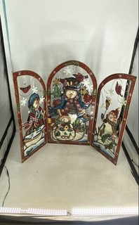 Grandeur Noel 3 Panel Tri Fold Decorative Metal Christmas Fireplace Screen
