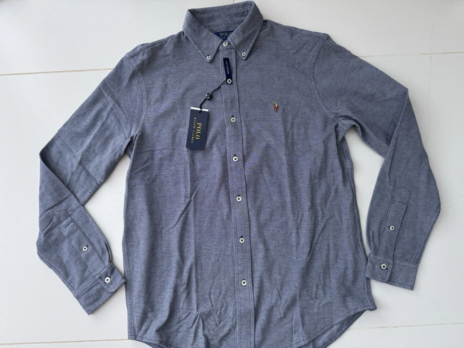 New Polo Ralph Lauren Knit Oxford Mesh Navy Size M Shirt.