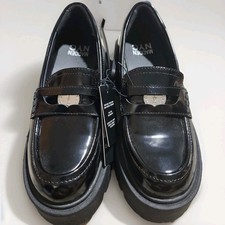 Madden NYC Platform Lug Penny Loafers Womens 6 Black Slip On Shoes Punk Grunge