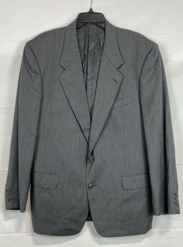 Vintage Valentino Men's Gray Wool Blazer Classic Fit Two Button Jacket Size 52