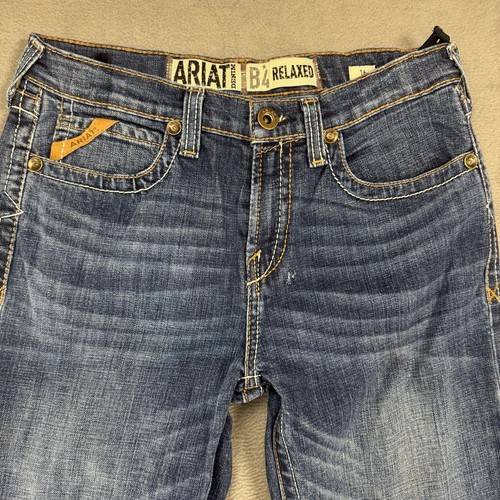 Ariat Denim Youth Boys B4 Relaxed Coltrane Dark Wash Boot Cut Jeans 16 FLAWS - Picture 5 of 9