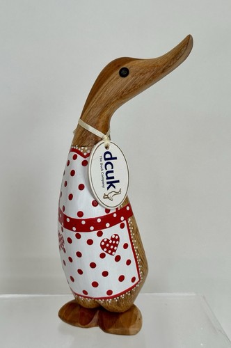 The Duck Company Wooden Duck Charlotte Red & White Apron NWTs