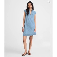 Madewell Dress Small Blue Denim Tunic Kelleyville Wash Sleeveless Pocket NV340