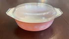 Vintage PYREX Pink Daisy 1.5qt Oval Casserole Dish (043) with Lid (943C)