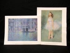 2 National Gallery Art Reprints Monet Palazzo da Mula & Renoir The Dancer Prints