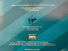 Chuck Rock II (2) Son Of Sega CD 1993 Excellent Condition w/Blank Warranty Card