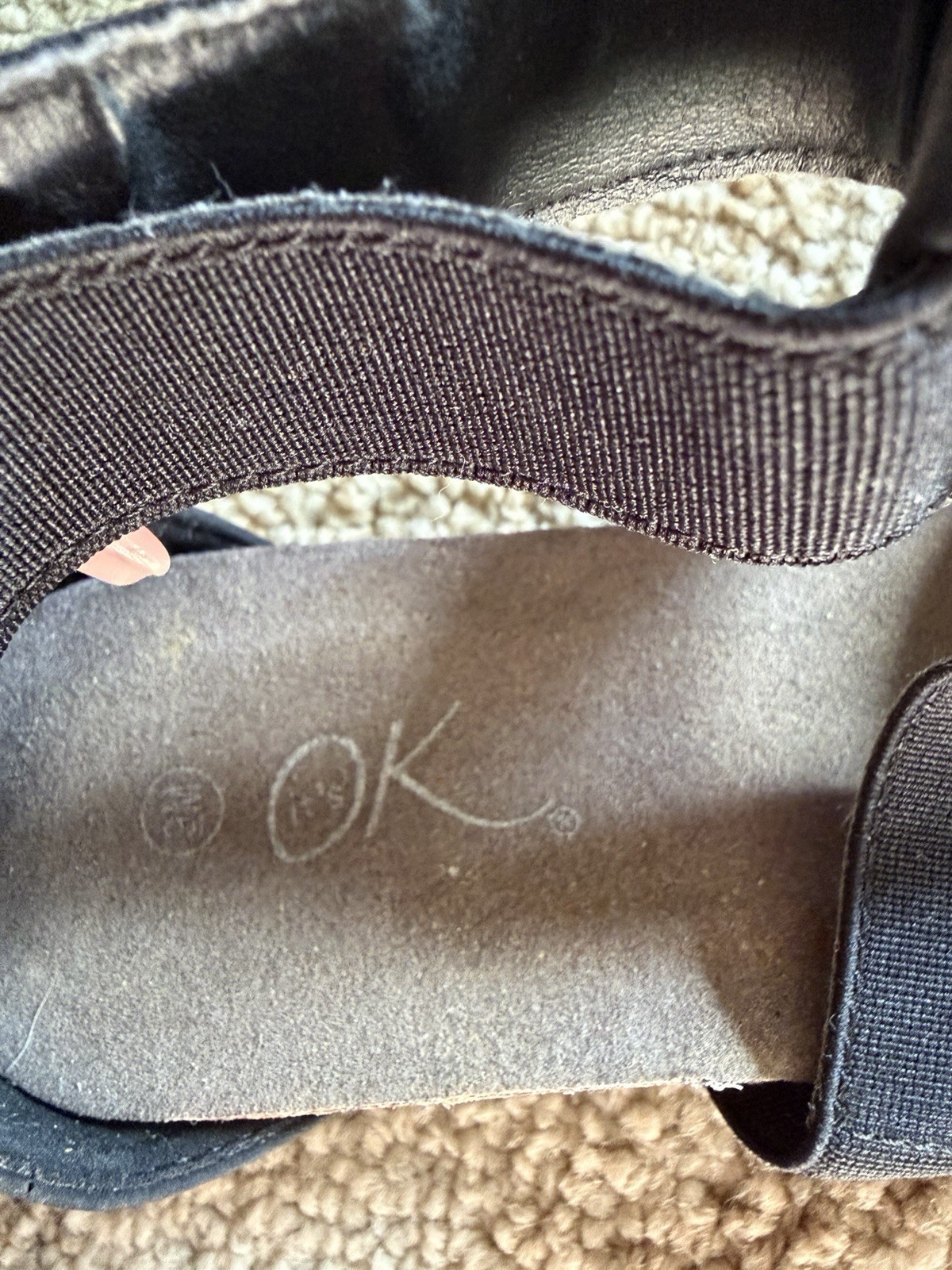 OK Black Solid Pattern Strappy Wedge Sandals Zip … - image 4