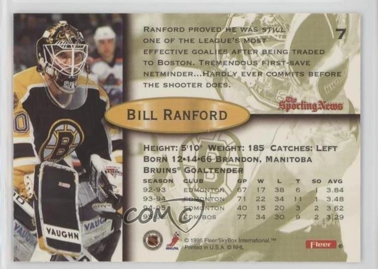 1996-97 Fleer Bill Ranford #7 - Image 2 of 2