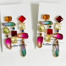 Other Stories Crystal Statement Drop Earrings Chic Women Vacation Jewelry 2Color