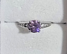Princess Pink CZ Dainty Ring 925 Sterling Silver Size 9