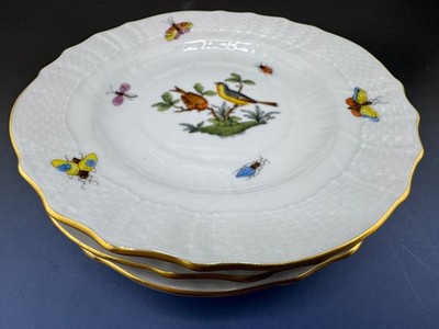 Herend Rothschild Bird Bread & Butter Plates  6-1/16'' Diameter Set of 3 Hungary
