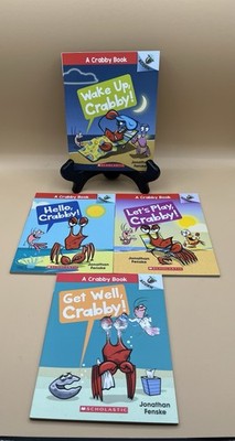 4 NEW A Crabby Books - Wake Up, Hello, Get Well & Let s Play Crabby! Acorn Books