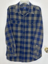 George Men  s XL Flannel Shirt Long Sleeve Button-Up Plaid Pre-Owned