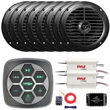 Metra Bluetooth Marine and Controller, 8x 6.5'' Speakers, 2x Amp, Splitter, Kit