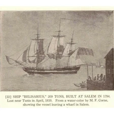 1922 Nautical Lithograph Bonetta & Belisarius Sailing Ships 2r1-91