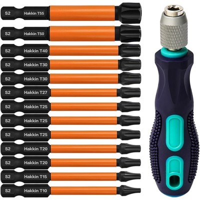 13 Stück Torx Bit Set Lang 75mm mit Loch T10 T15 T20 T25 T27 T30 T40 T50 T55 ...