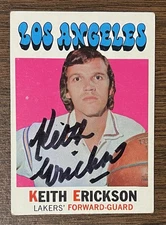 KEITH ERICKSON AUTOGRAPHED 1971-72 TOPPS BASKETBALL CARD # 61 UCLA / LA LAKERS