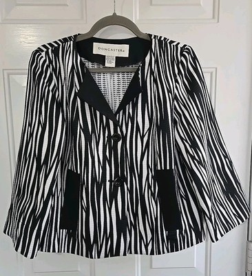 Doncaster Ladies Black And White Zebra Print Short Jacket Size 6