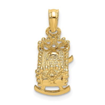 14k Gelbgold 3D Baby Wiege Charm Anhänger 1,62g Geschenk für Mutter