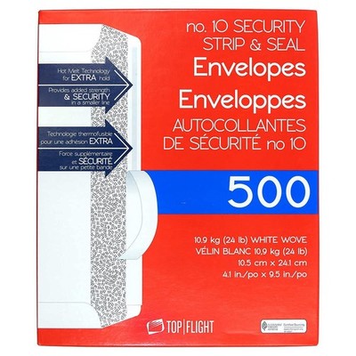 Strip Seal Security Tinted White Envelopes 500 Count Business Mail