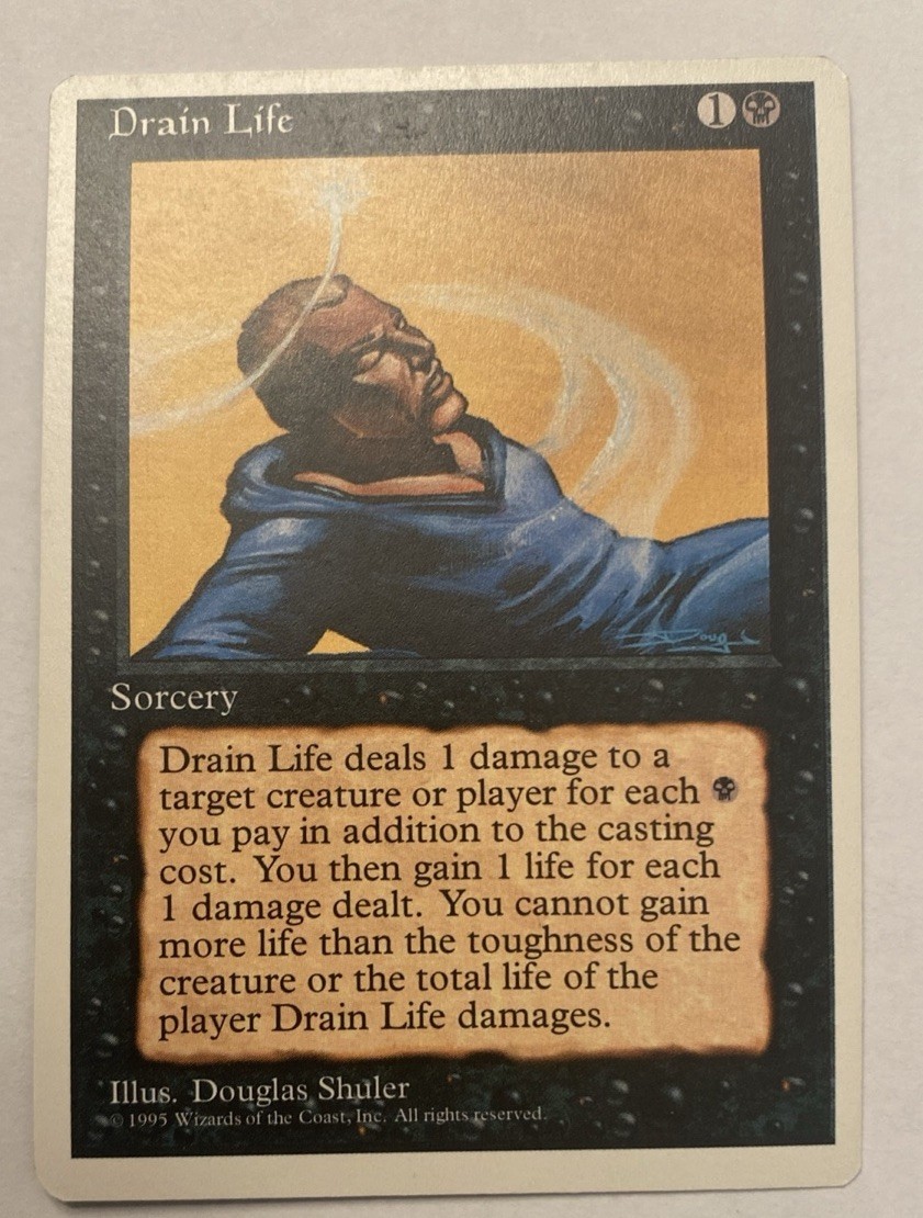 MTG 1x Drain Life x1 LP 4th Edition