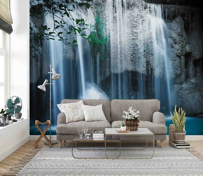 3D Rock Waterfall Leaf Landscape Wallpaper Wall Murals Removable Wallpaper 172