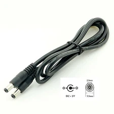 DC Power Adapter Connector Cable 5.5mm x 2.5mm Male to Male CCTV Cord 18AWG 3FT