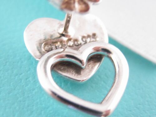 TIFFANY & CO SILVER STENCIL DOUBLE HEART PUFFY EARRINGS - Picture 3 of 5