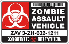 Zombie Assault Vehicle Permit - Red - Full Color Decalsticker Zombie Assault Vehicle Permit - Red - Full Color Decalsticker