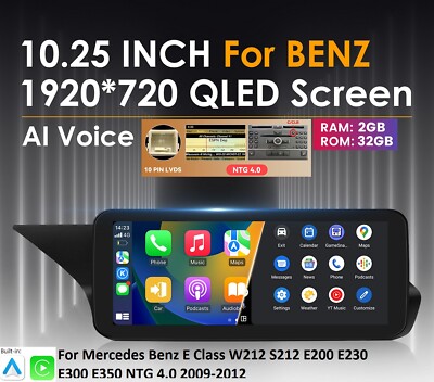 Carplay Autoradio 10,25'' GPS Navi WiFi 32G für Benz E Klasse W212 2009-12 NTG4.0