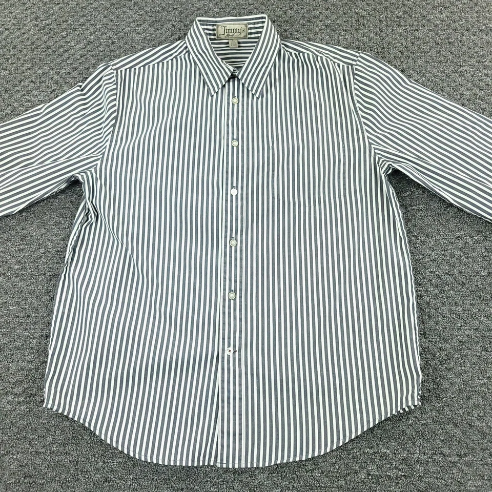 Jimmy'z Surf Shirt Mens Large Black Stripe Business Casual Pocket Inside Shirt - Image 3 of 4