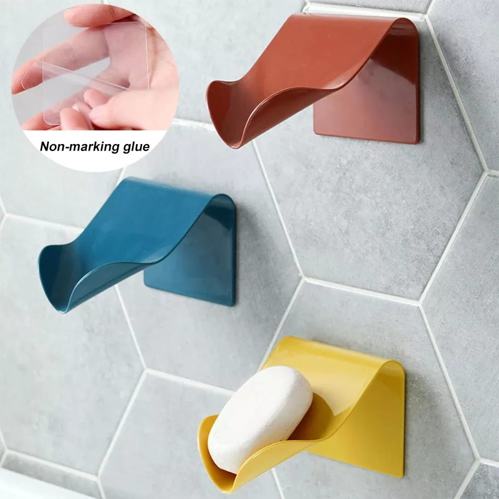 Bathroom Shower Soap Holder Wall Leaf Shape Suction Soap Dish Decorative  Storage