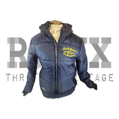 LEVI'S Vintage Womens Puffer Jacket Navy Blue 1853 The Original Embroider