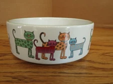 Whisker City Cat Food Water Bowl 5" Ceramic Colorful Cats