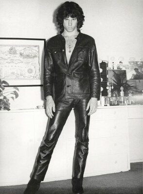 JIM MORRISON LEATHER JACKET # 2 BLACK GENUINE LEATHER REAL