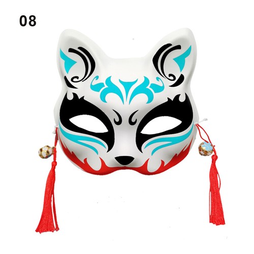 Maschera volpe anime mezza faccia maschera gatto maschera Kabuki Kitsune maschera cosplay costume - Foto 11 di 38