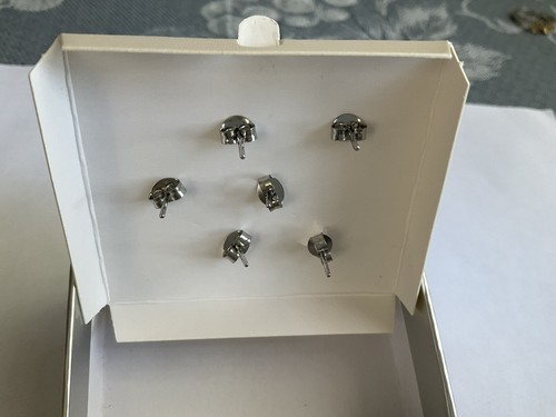New 3 Pair Sterling Silver & CZ post Earrings - Picture 3 of 5