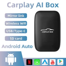 Wireless Carplay AI box Android Auto Adapter Converter w/Netflix YouTube WIFI -