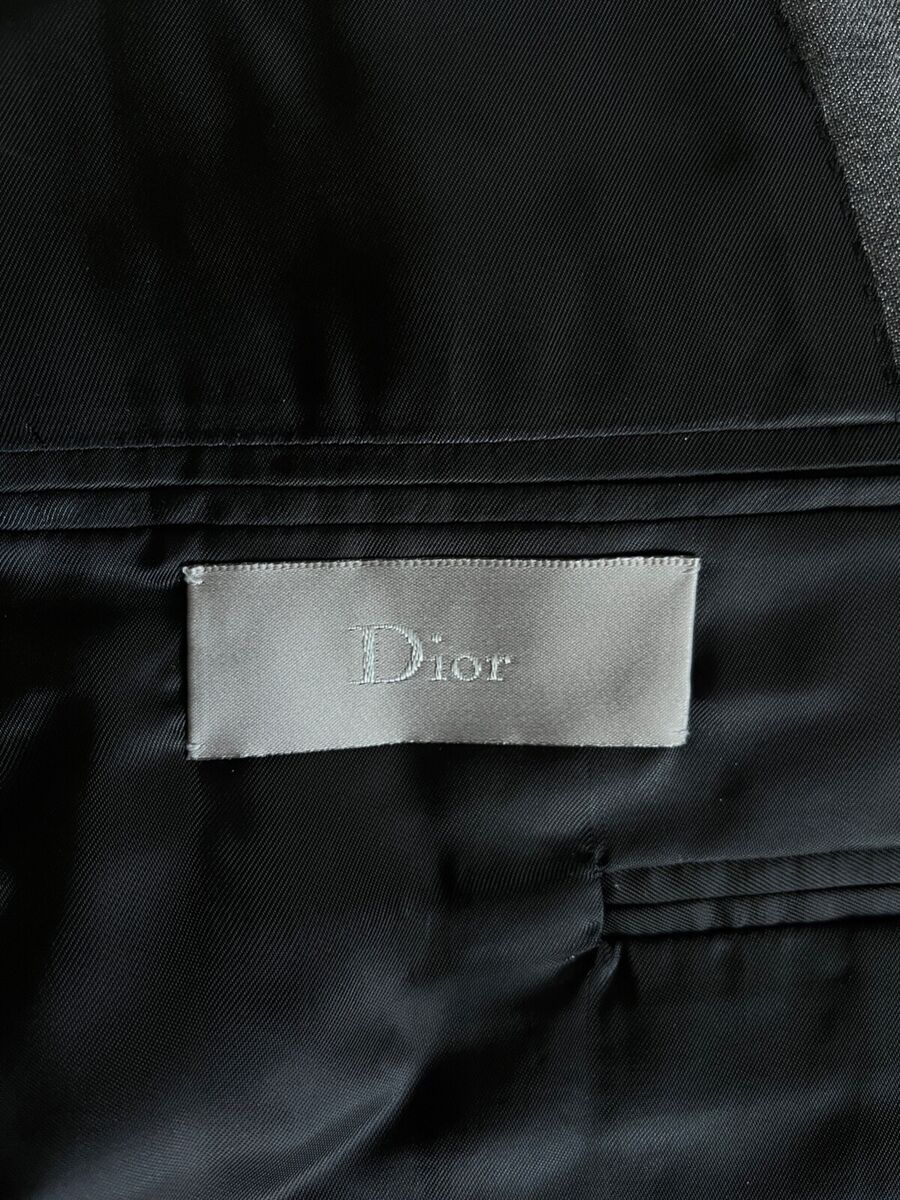Dior Homme Navigate Blazer Jacket Grey Wool Black Satin FW07 Dior Homme Navigate Blazer Jacket Grey Wool Black Satin FW07