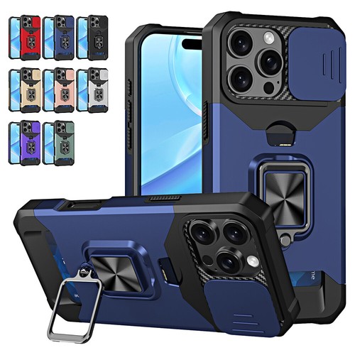 Hülle Für iPhone 16 15 14 Plus 13 12 11 Pro Max Kartenhalter Stoßfest Ring Case - Bild 12 von 34
