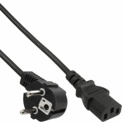 InLine  Netzkabel Schutzkontakt gewinkelt zu Kaltgerätestecker C13 schwarz 0,3m