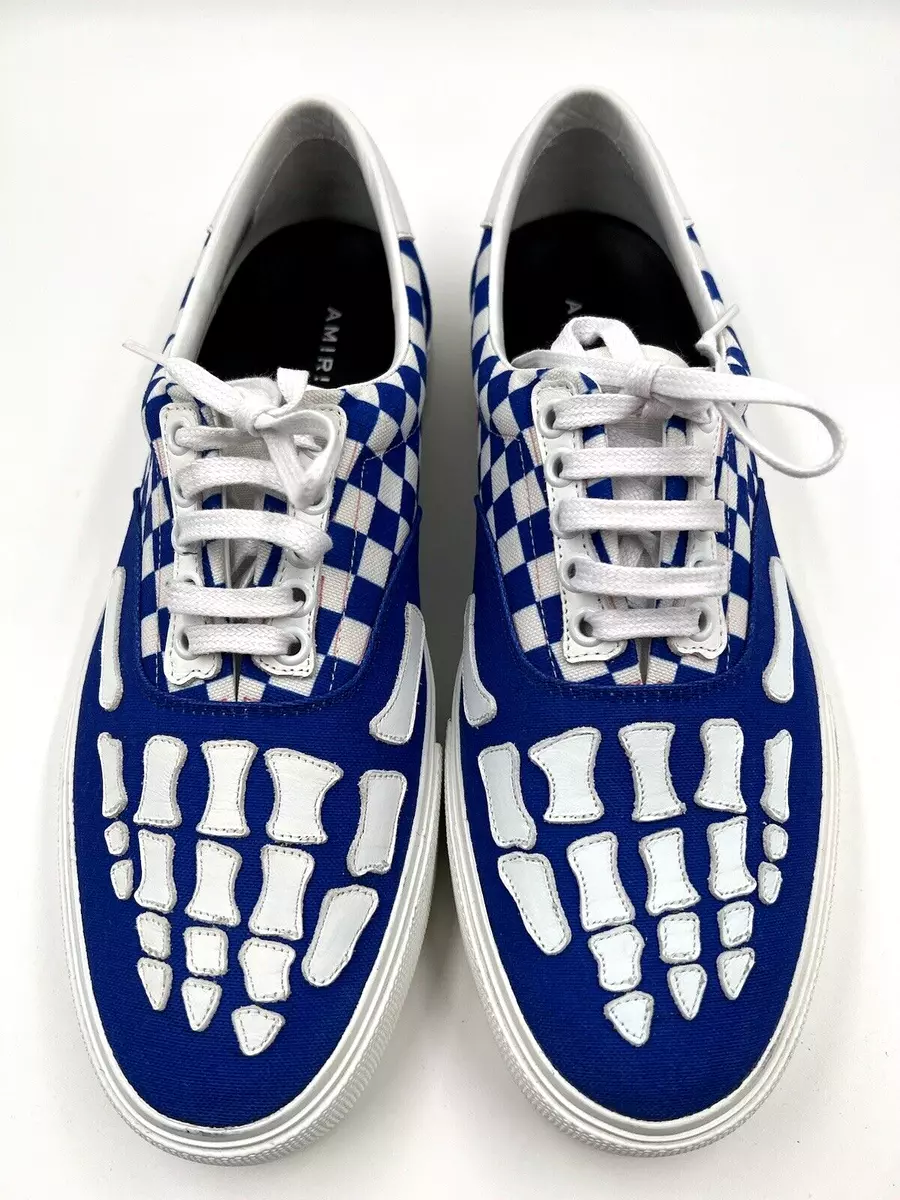 AMIRI Skeleton Toe Canvas Checkered Sneakers Blue Sz 43 US 10 UK 9 595