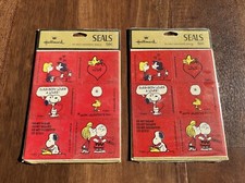 Hallmark Snoopy Woodstock Vintage Seals Stickers Valentine  s Day Red Lot Of 2