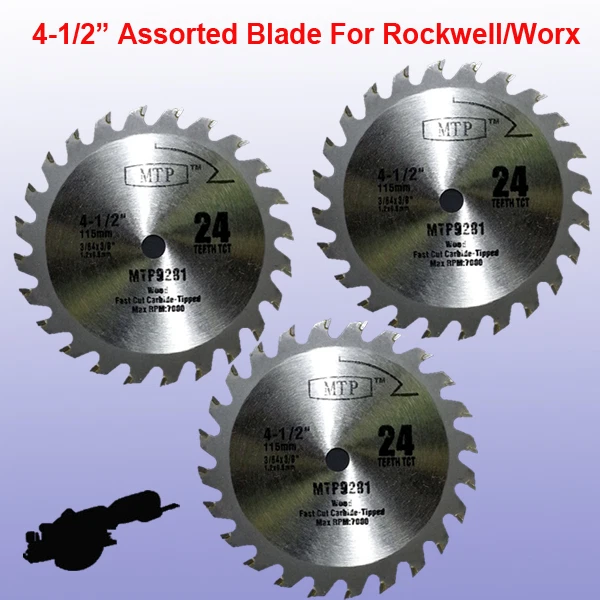 Pack Of 4 Assorted Metal/Wood 4-1/2-Inch 4.5-Inch Circular Saw Blade For  Rockwell Compact Rk3441K , WORX 