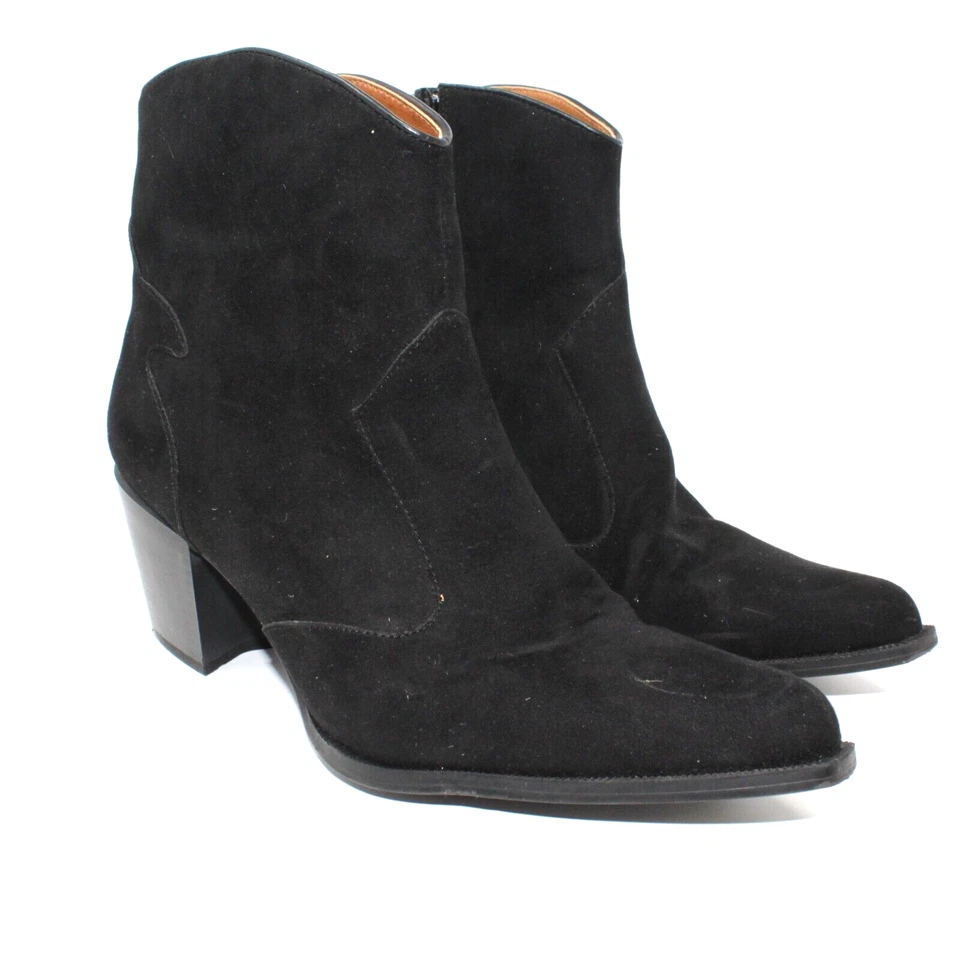 Botines Ann Marino para mujer talla 10 negros imitación gamuza tela cremallera estilo occidental Foto 2 de 4
