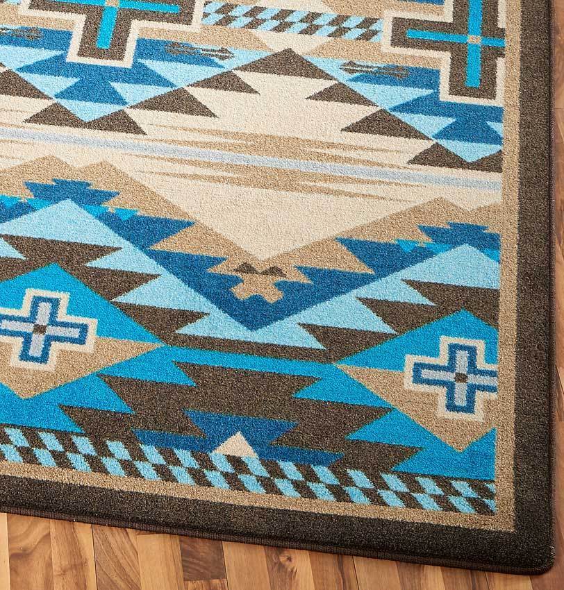 Rustic Cross Turquoise Southwestern Ranch Country Farmhouse Area Rug 5 ...