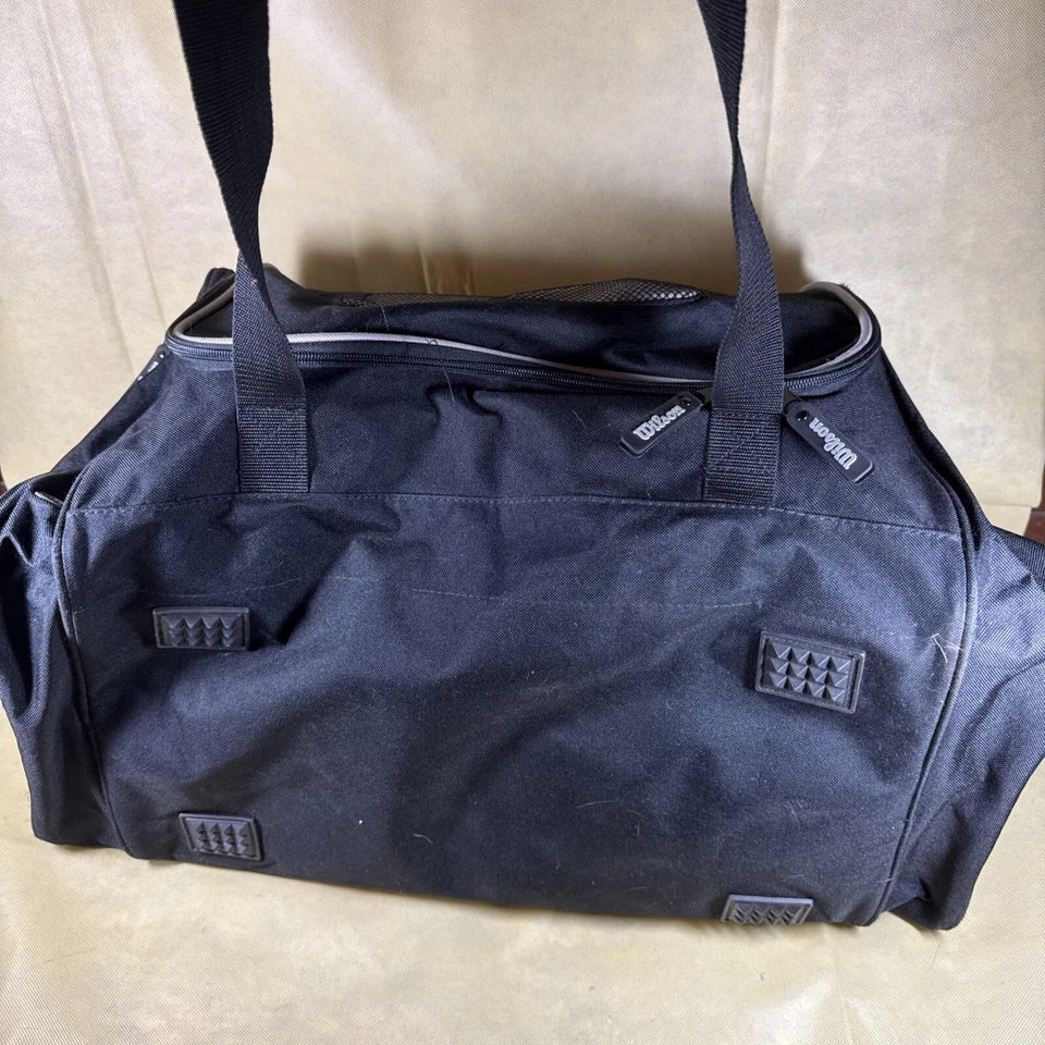 "Bolso de lona deportivo Wilson vintage 24"" gris y negro correa para el hombro" Foto 3 de 4