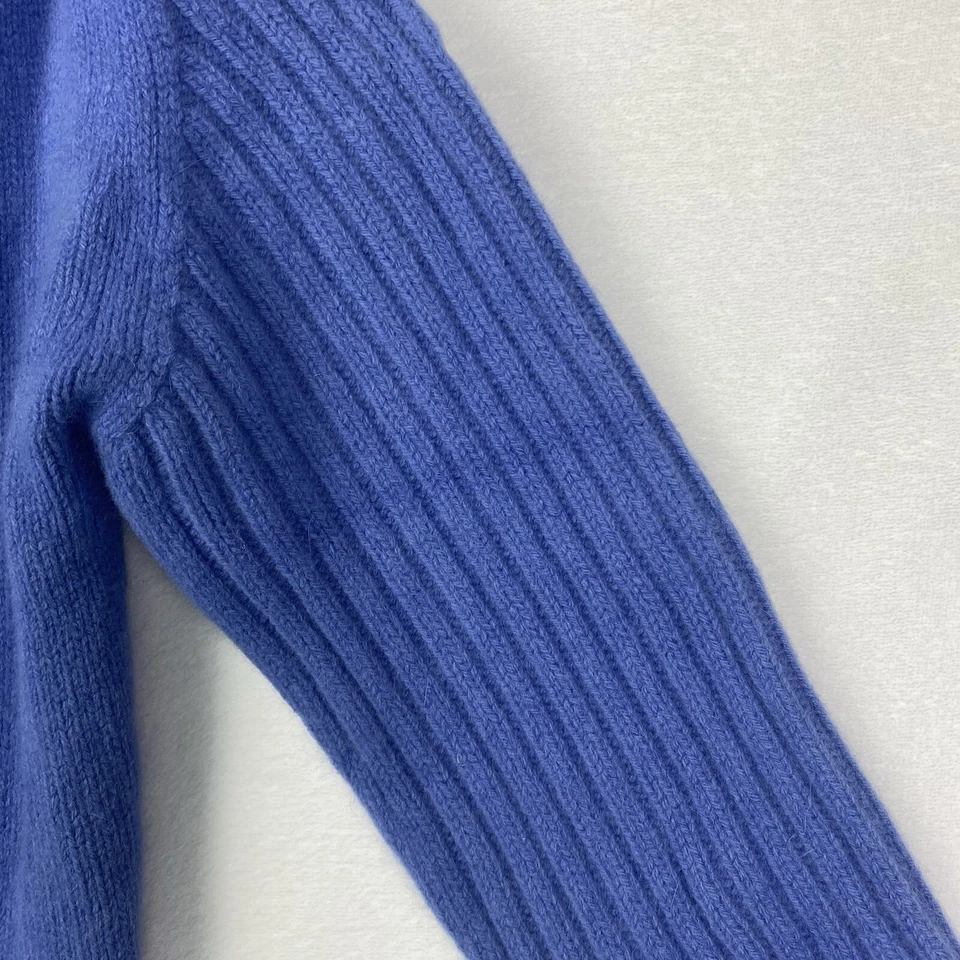 Suéter Harley Of Scotland Mujer Medio Azul Cuello Simulado Lana Merino Extra Fina Foto 4 de 4