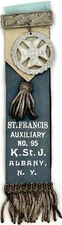 Vintage ST. FRANCIS AUXILIARY No. 95 K ST. J Albany, NY Masonic Ribbon