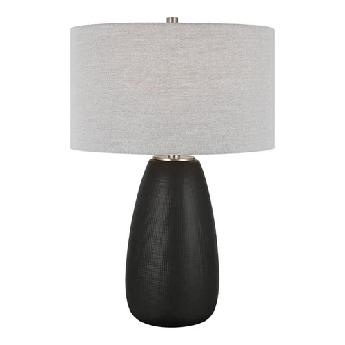 Uttermost Twilight Contemporary Ceramic and Fabric Table Lamp in Black - Picture 1 of 7